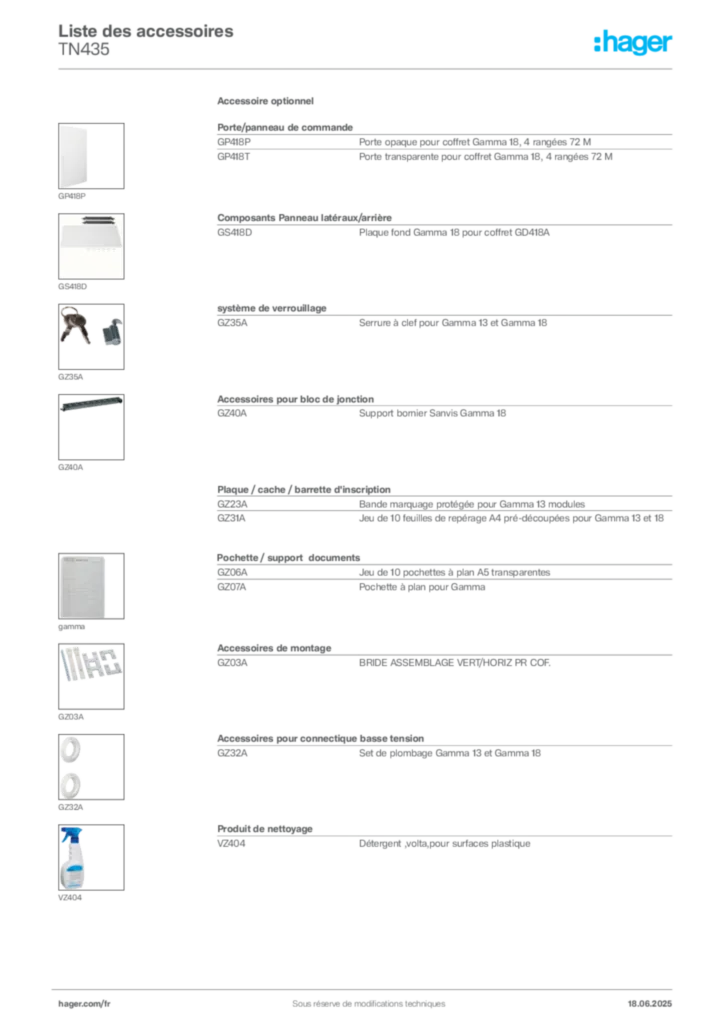 Image Hager Fiche technique du produit TN435 | Hager France