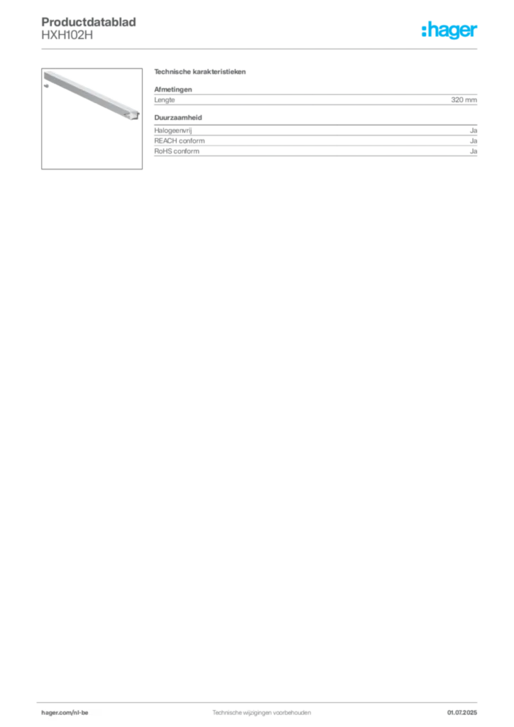 Afbeelding Hager Productdatablad HXH102H | Hager Belgium