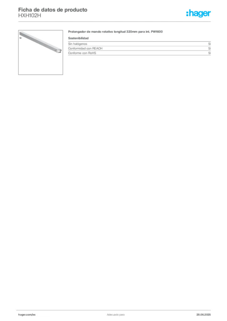 Imagen Hager Ficha de datos de producto HXH102H | Hager España