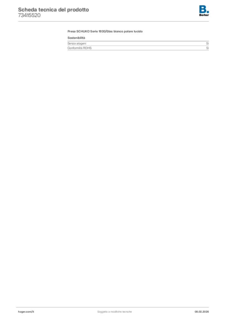Immagine Berker Scheda tecnica del prodotto 73415520 | Hager Italia