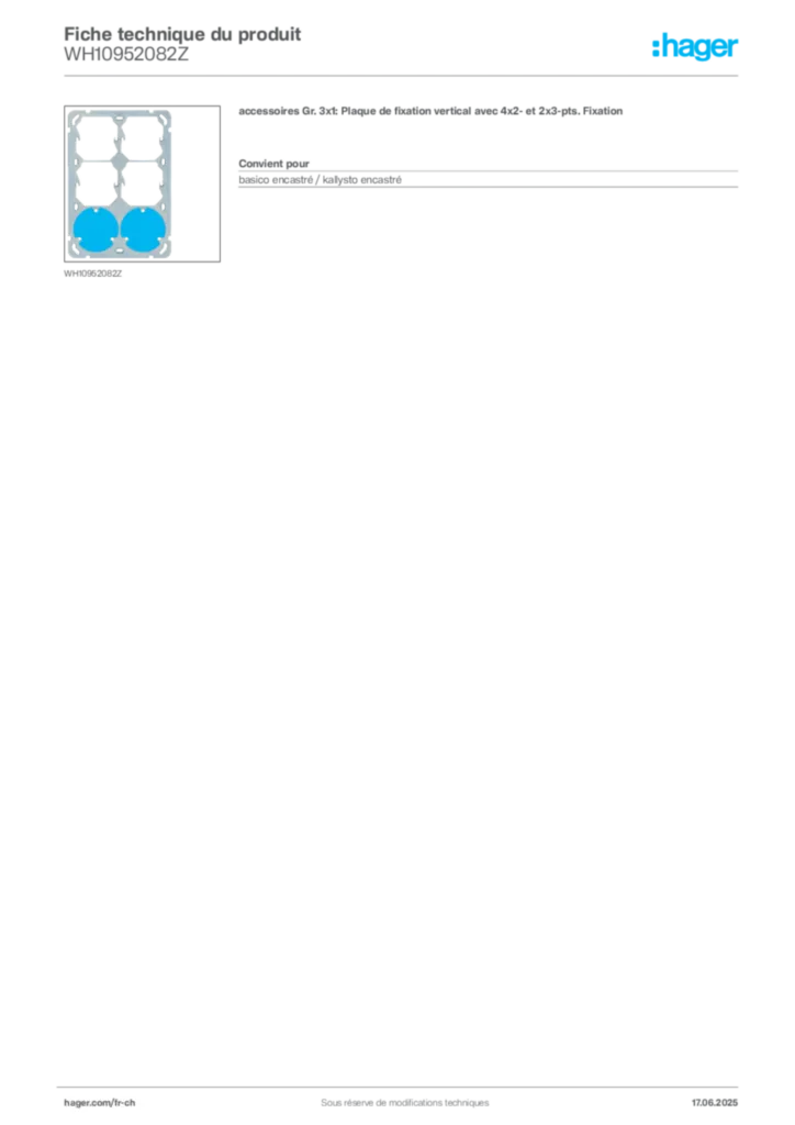 Image Hager Fiche technique du produit WH10952082Z | Hager Suisse