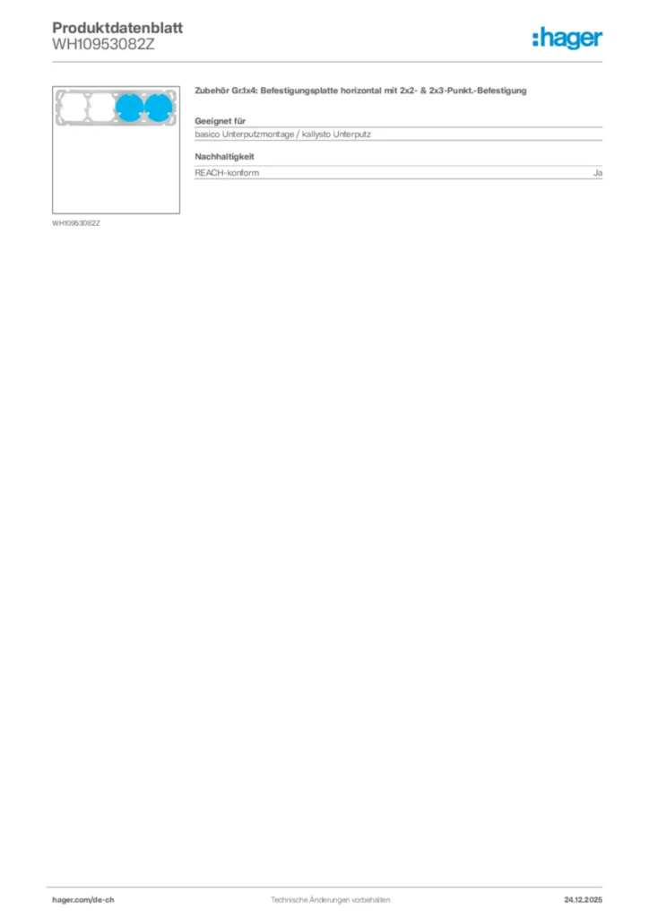 Bild Hager Produktdatenblatt WH10953082Z | Hager Schweiz