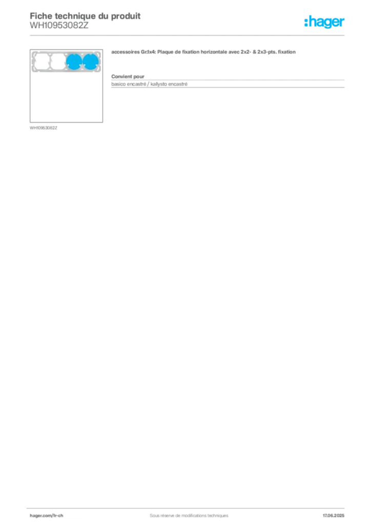 Image Hager Fiche technique du produit WH10953082Z | Hager Suisse