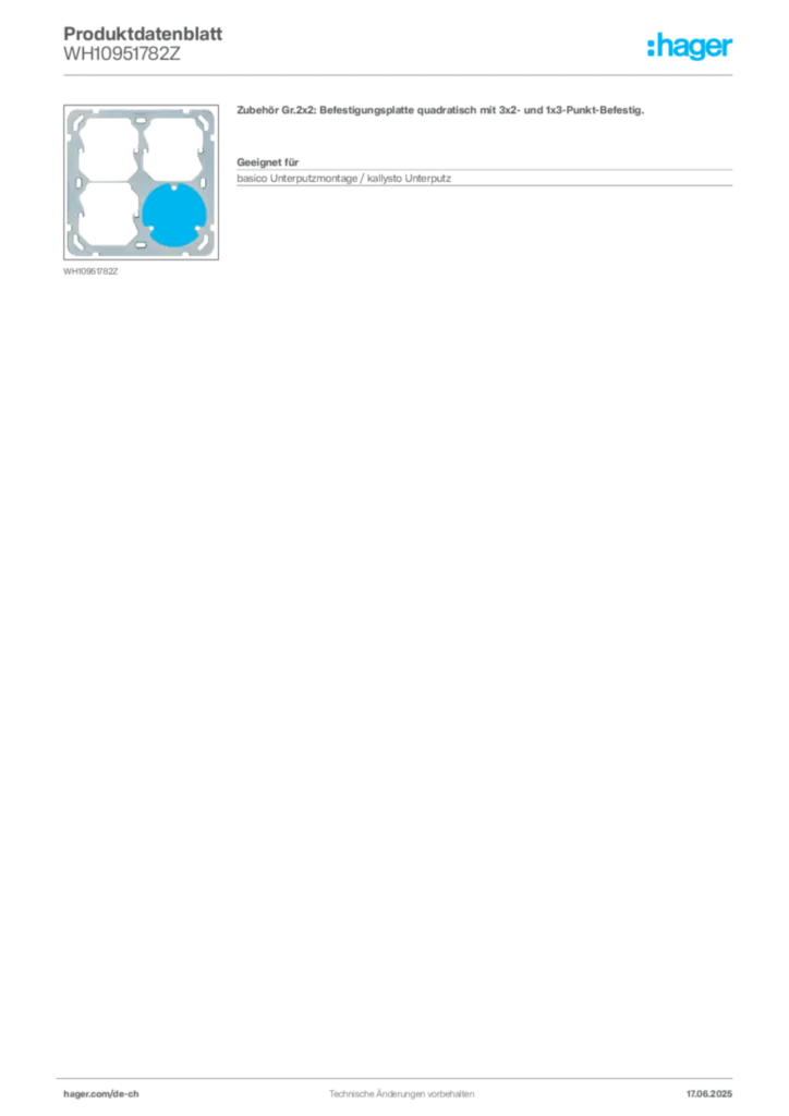 Bild Hager Produktdatenblatt WH10951782Z | Hager Schweiz