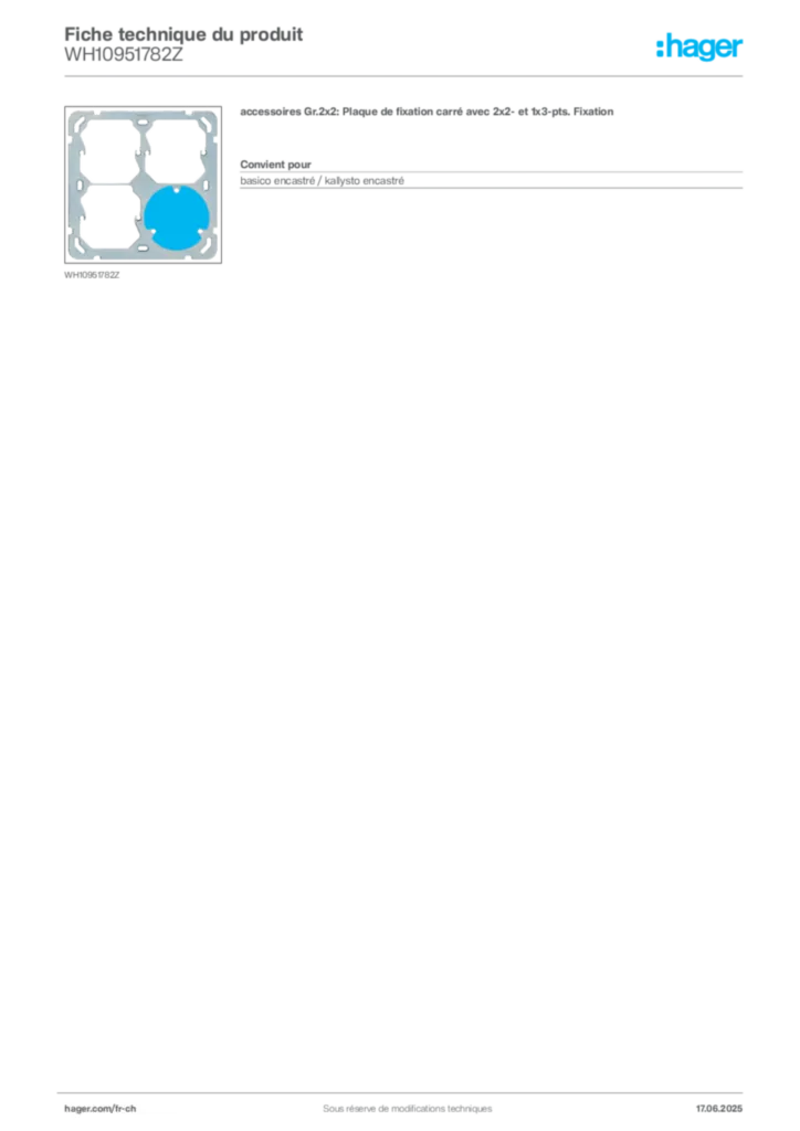 Image Hager Fiche technique du produit WH10951782Z | Hager Suisse