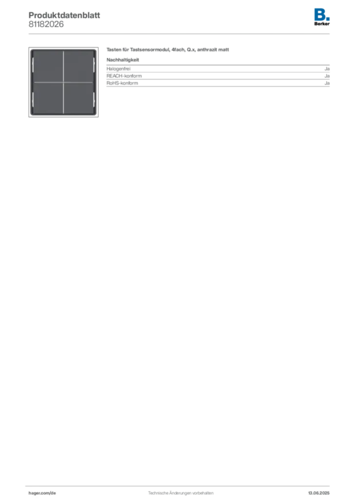 Bild Berker Produktdatenblatt 81182026 | Hager Deutschland