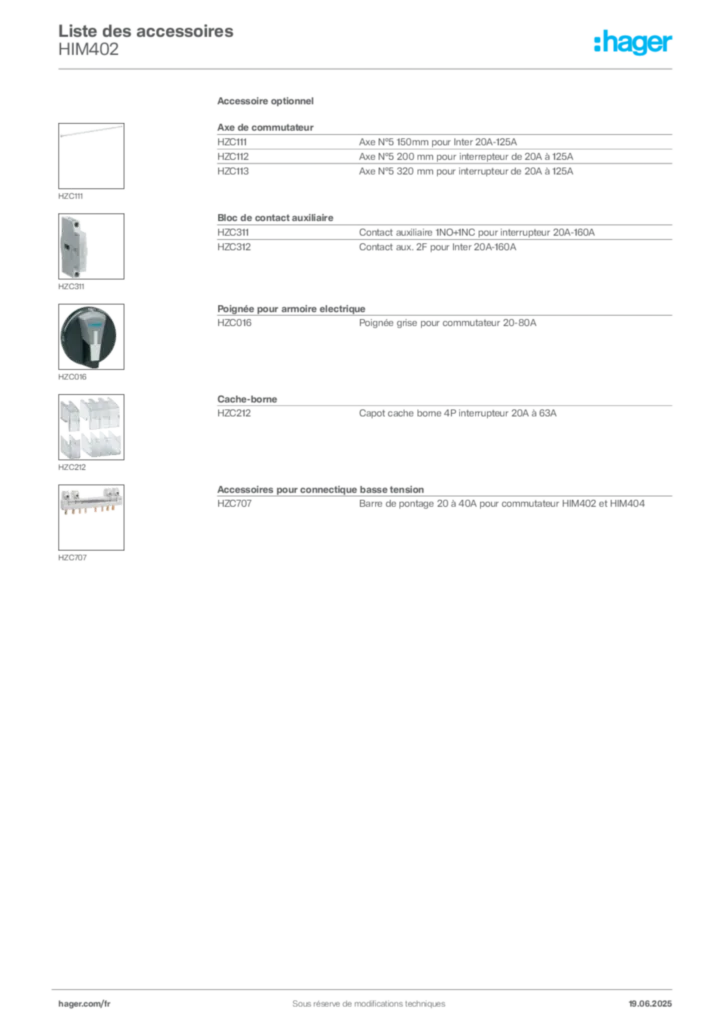 Image Hager Fiche technique du produit HIM402 | Hager France