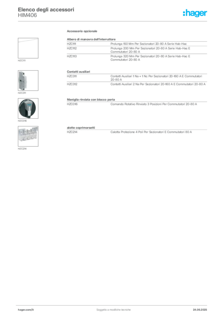 Immagine Hager Scheda tecnica del prodotto HIM406 | Hager Italia