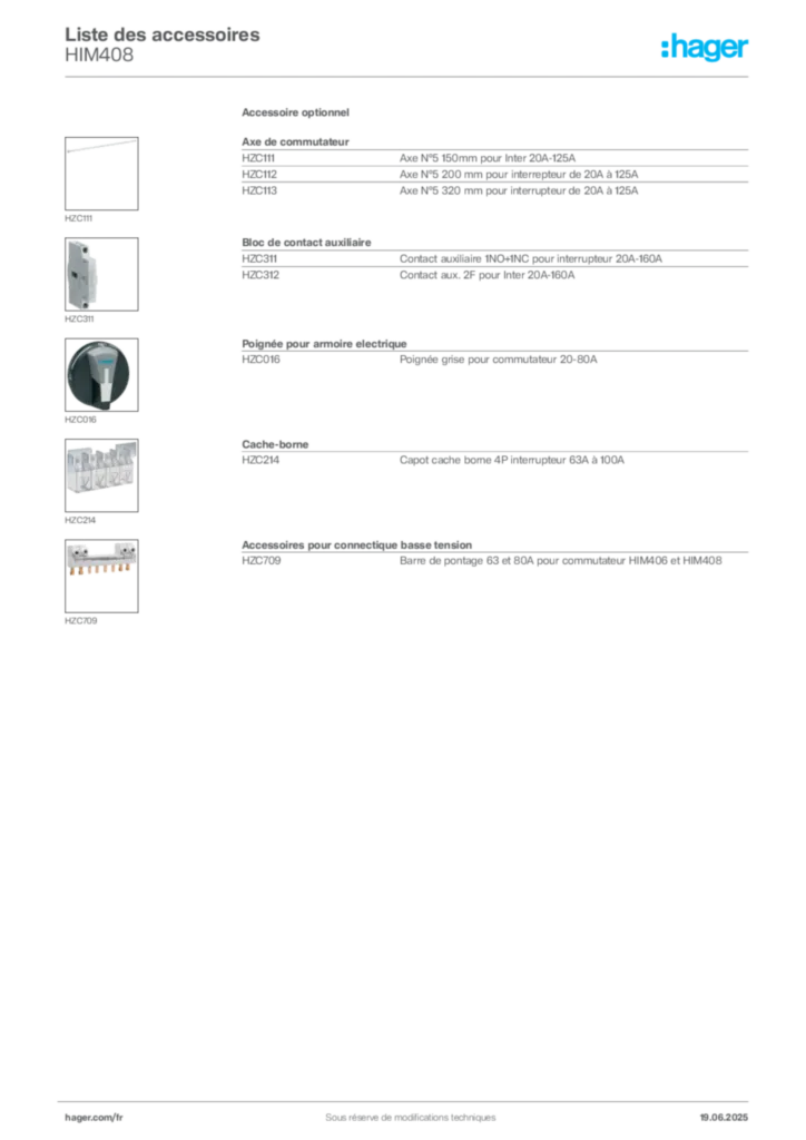 Image Hager Fiche technique du produit HIM408 | Hager France