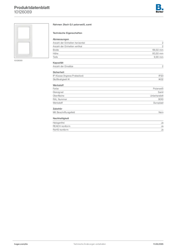 Berker Produktdatenblatt 10126089