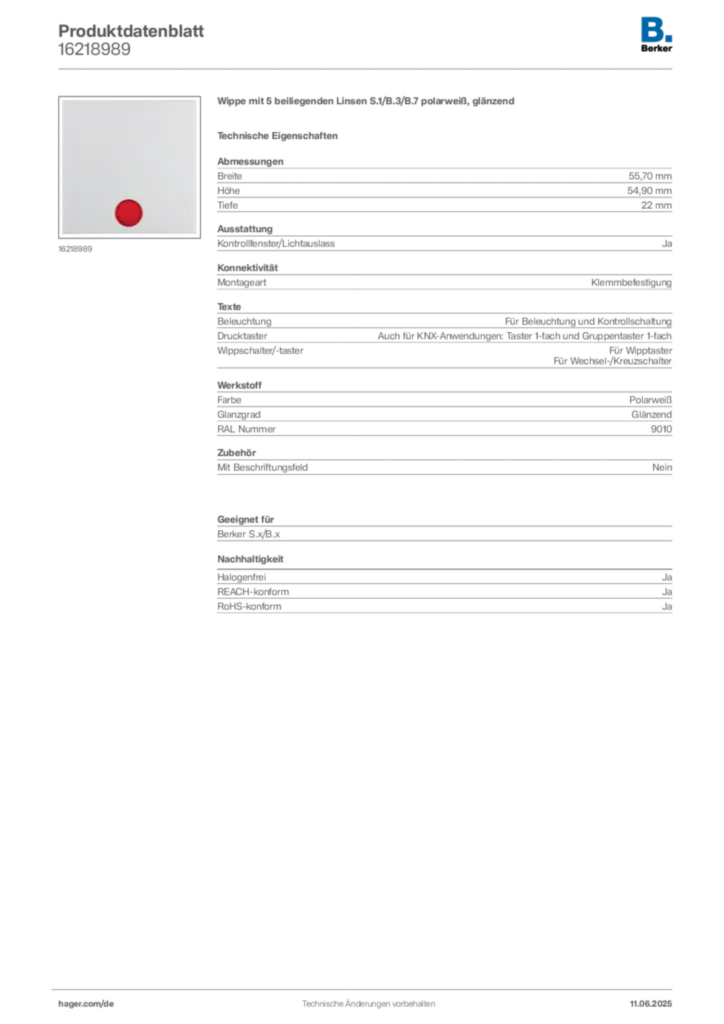 Berker Produktdatenblatt 16218989