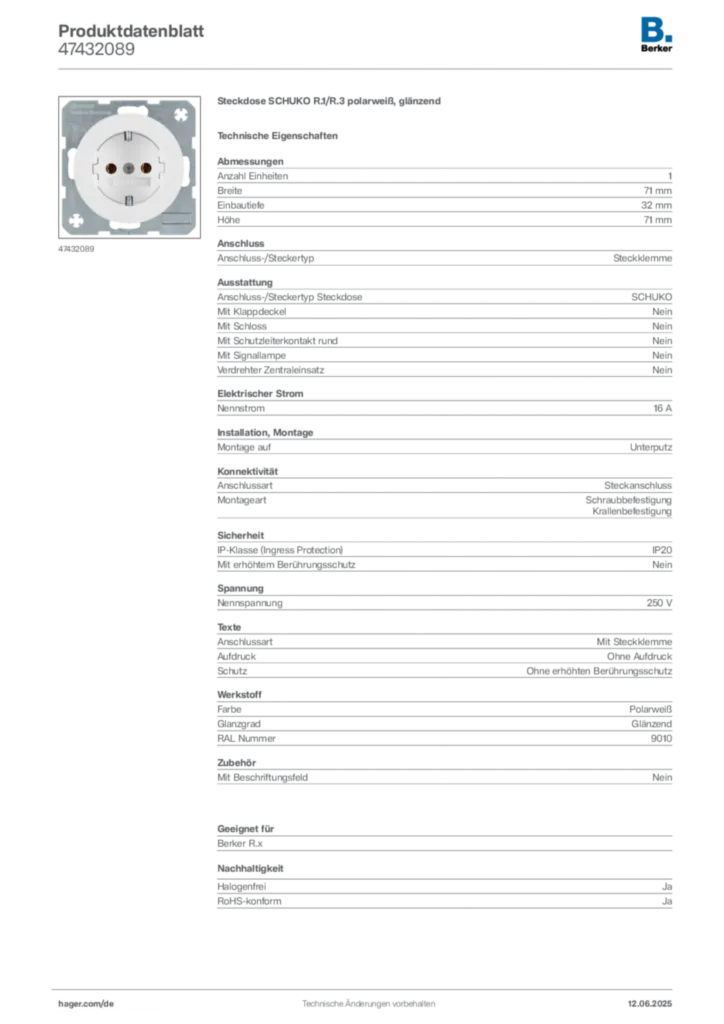 Berker Produktdatenblatt 47432089