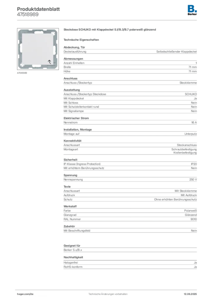 Berker Produktdatenblatt 47518989
