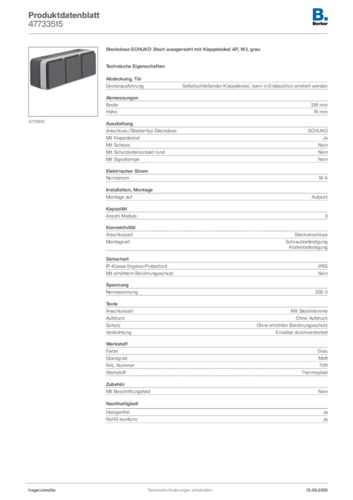 Berker Produktdatenblatt 47733515
