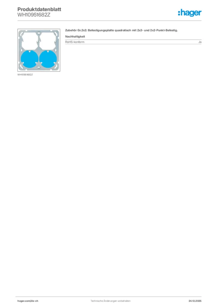 Bild Hager Produktdatenblatt WH10951682Z | Hager Schweiz