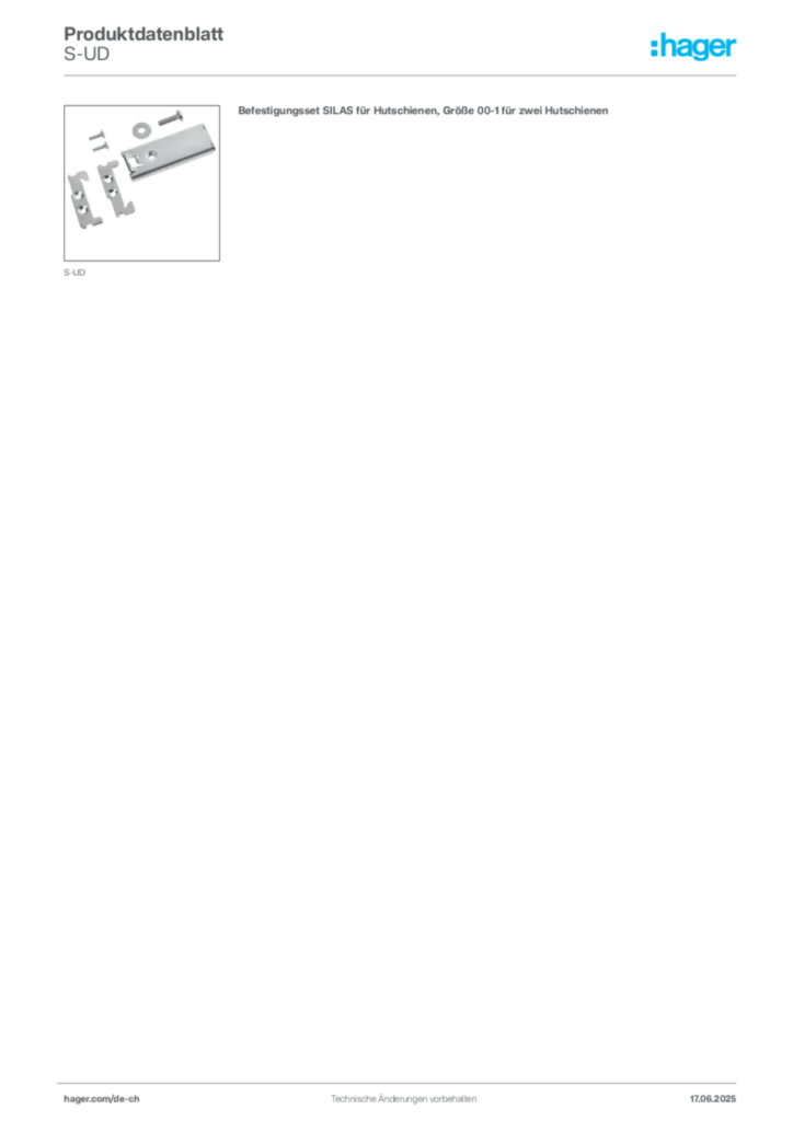 Bild Hager Produktdatenblatt S-UD | Hager Schweiz