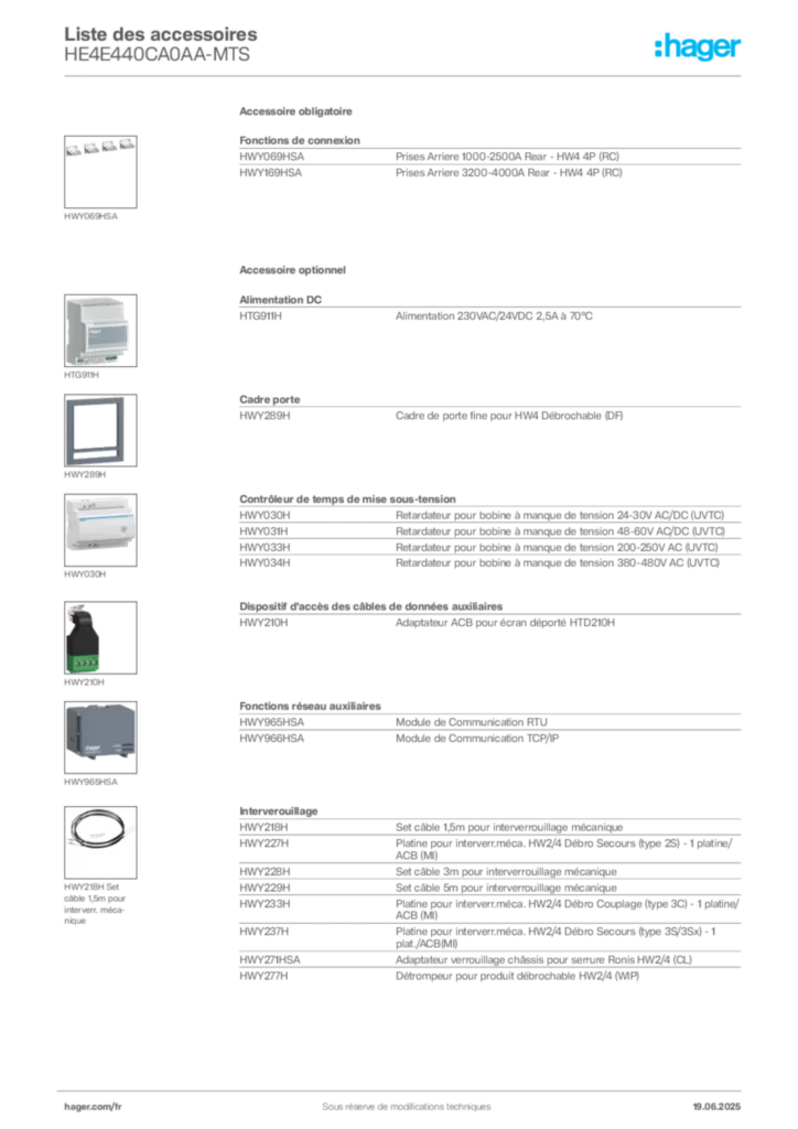 Image Hager Fiche technique du produit HE4E440CA0AA-MTS | Hager France