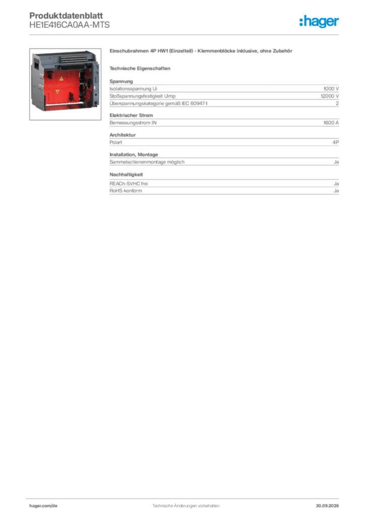 Bild Hager Produktdatenblatt HE1E416CA0AA-MTS | Hager Deutschland
