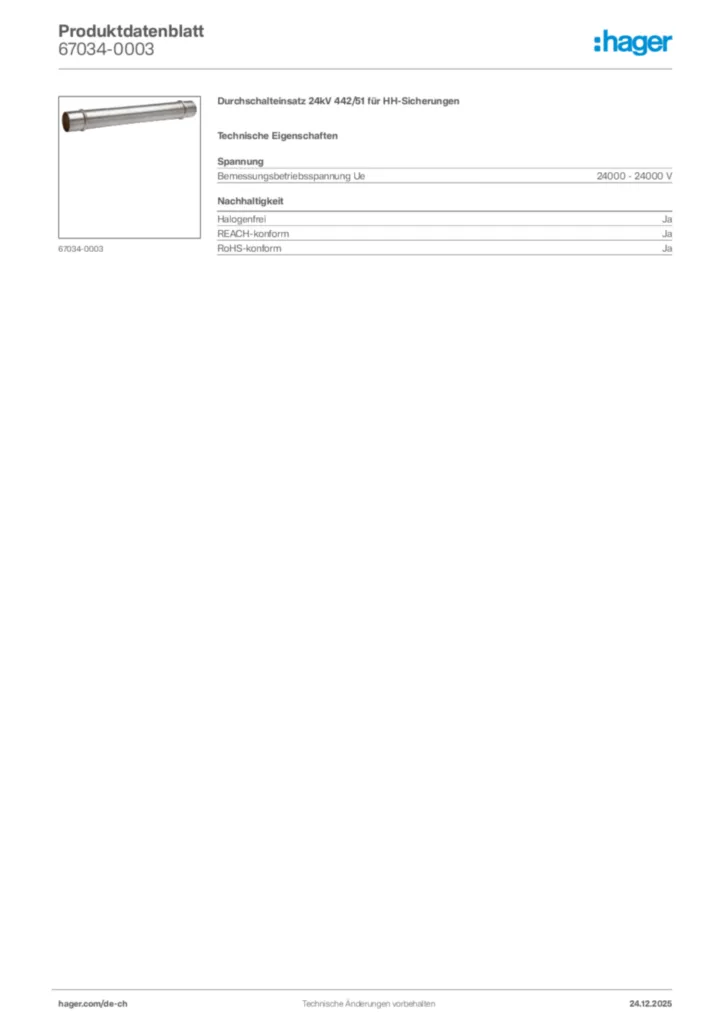 Bild Hager Produktdatenblatt 67034-0003 | Hager Schweiz