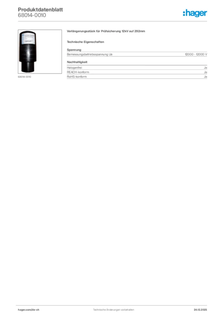 Bild Hager Produktdatenblatt 68014-0010 | Hager Schweiz