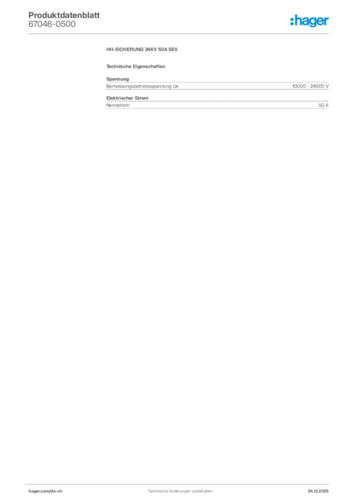 Bild Hager Produktdatenblatt 67046-0500 | Hager Schweiz