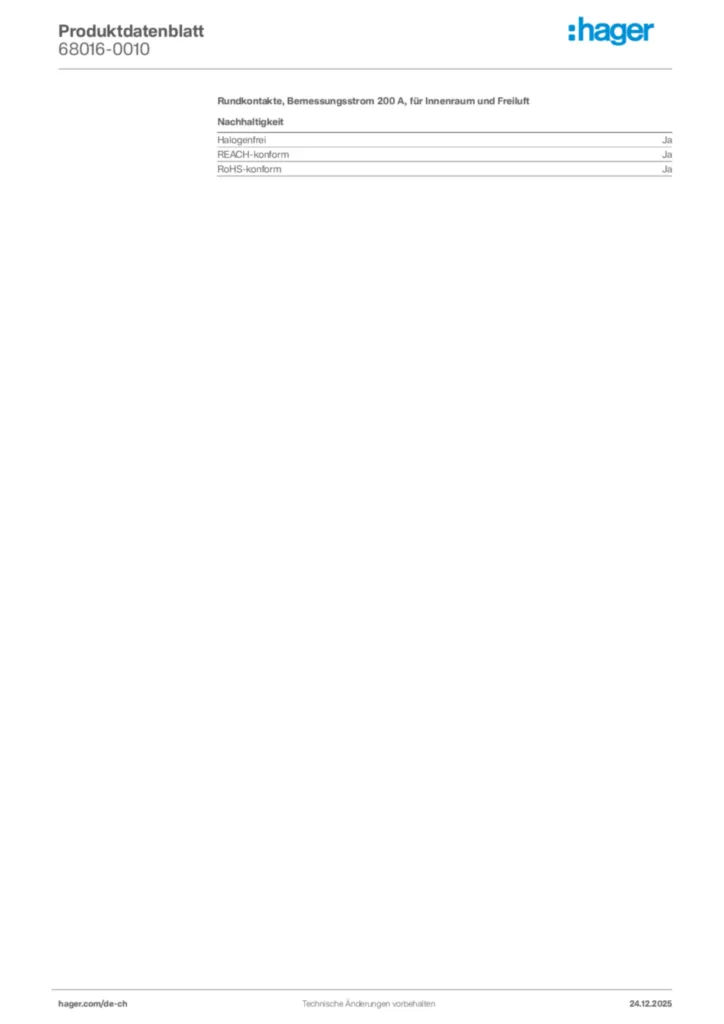 Bild Hager Produktdatenblatt 68016-0010 | Hager Schweiz