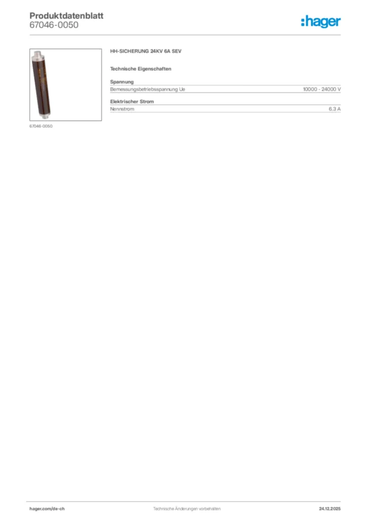 Bild Hager Produktdatenblatt 67046-0050 | Hager Schweiz