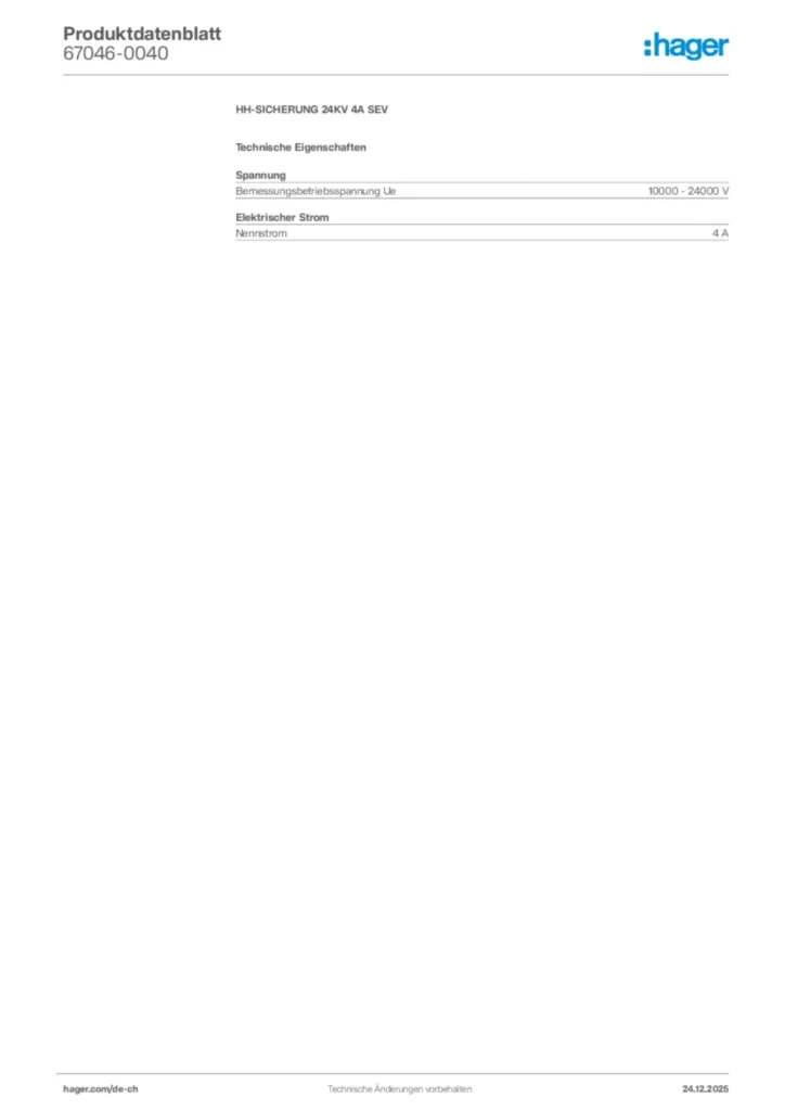 Bild Hager Produktdatenblatt 67046-0040 | Hager Schweiz