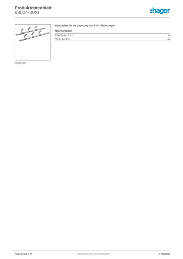 Bild Hager Produktdatenblatt 68004-0010 | Hager Schweiz