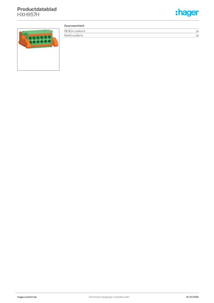 Afbeelding Hager Productdatablad HXH957H | Hager Belgium