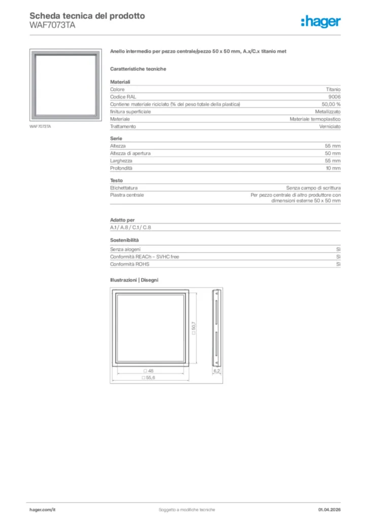 Immagine Hager Scheda tecnica del prodotto WAF7073TA | Hager Italia