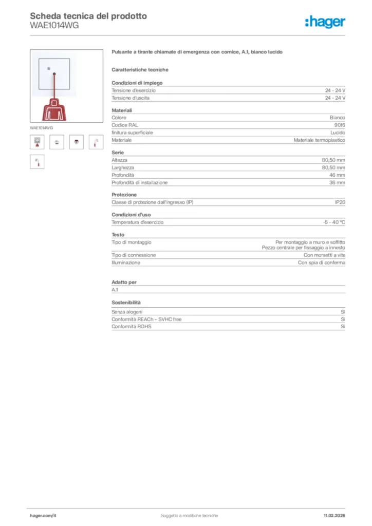Immagine Hager Scheda tecnica del prodotto WAE1014WG | Hager Italia