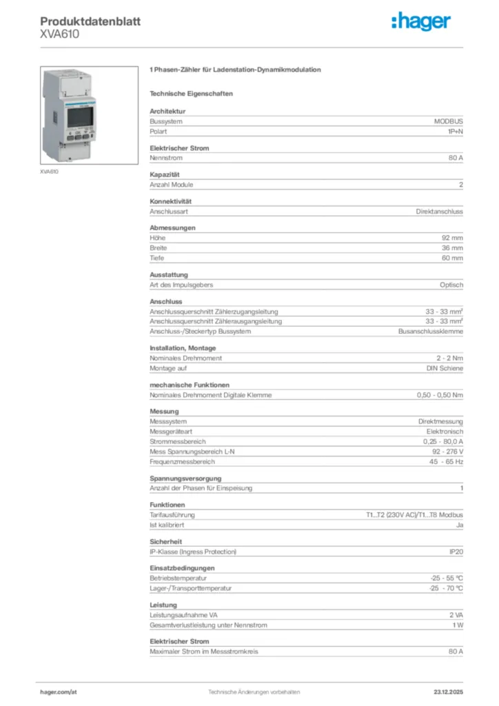 Bild Hager Produktdatenblatt XVA610 | Hager Deutschland