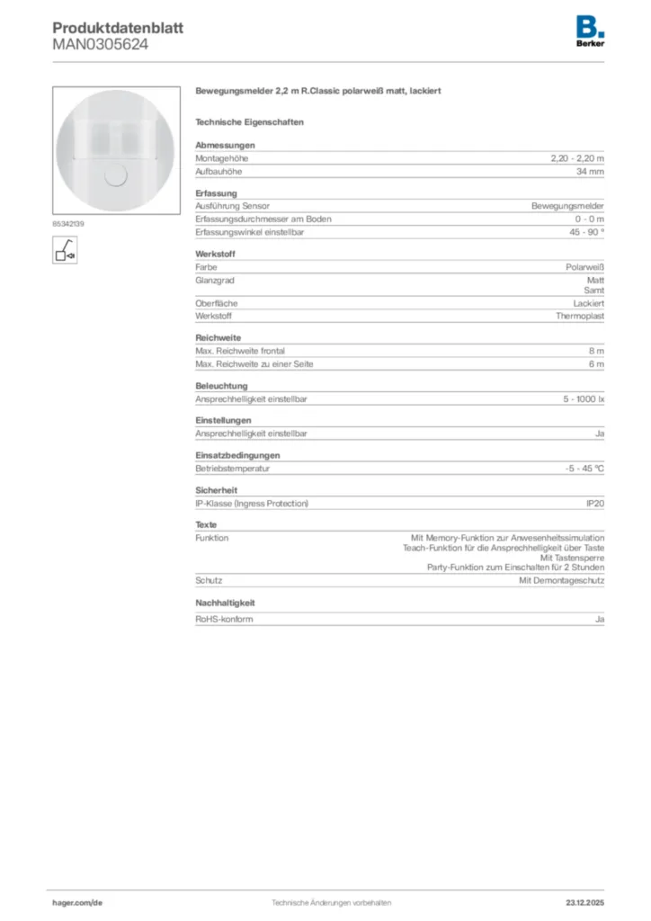 Bild Berker Produktdatenblatt MAN0305624 | Hager Deutschland