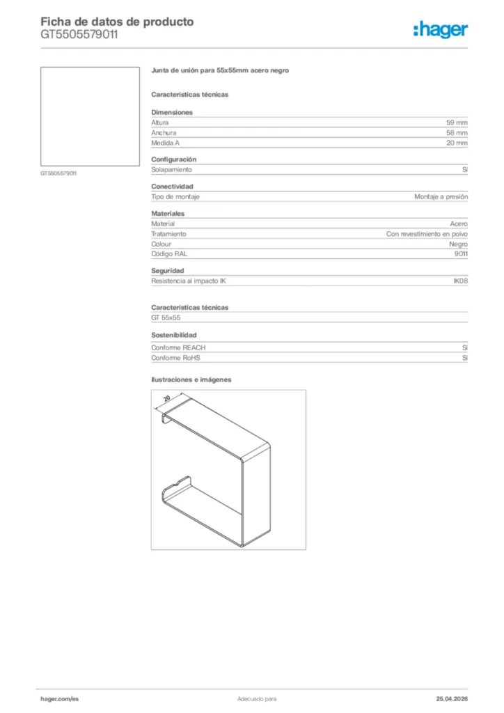 Imagen Hager Ficha de datos de producto GT5505579011 | Hager España