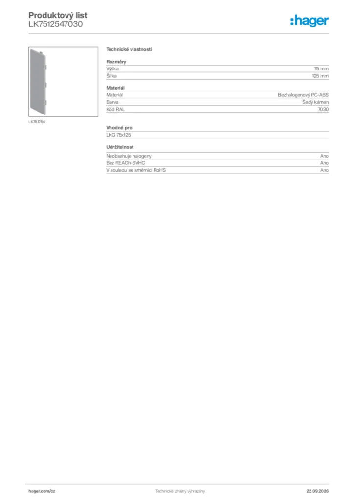 Obrázek Hager Generováno - Datový list produktu LK7512547030 | Hager