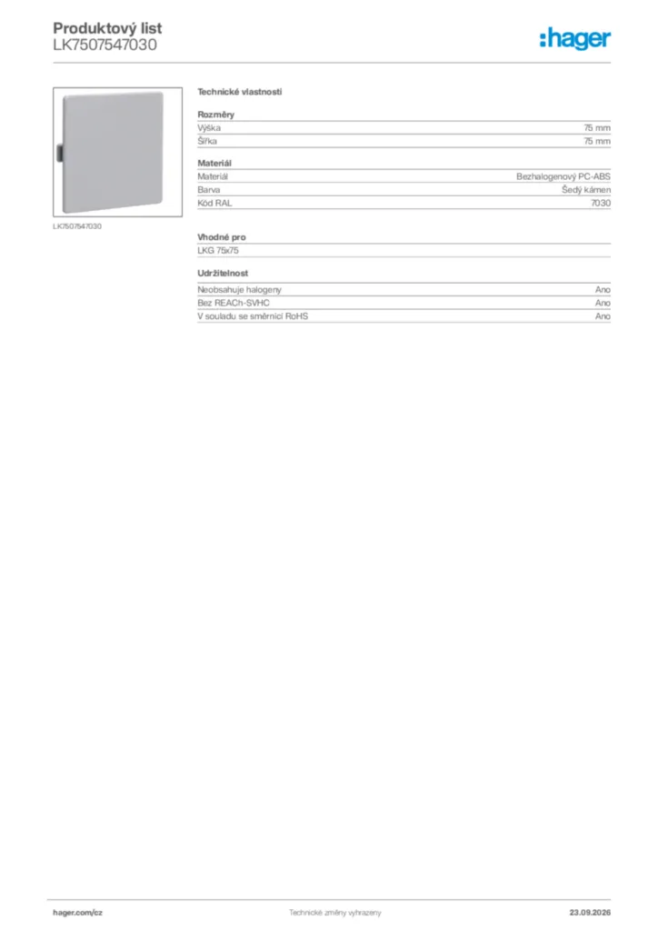 Obrázek Hager Generováno - Datový list produktu LK7507547030 | Hager