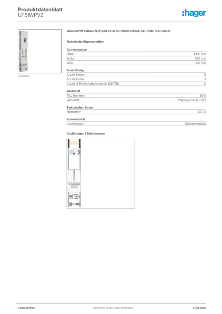 Bild Hager Produktdatenblatt UF51WPV2 | Hager Deutschland