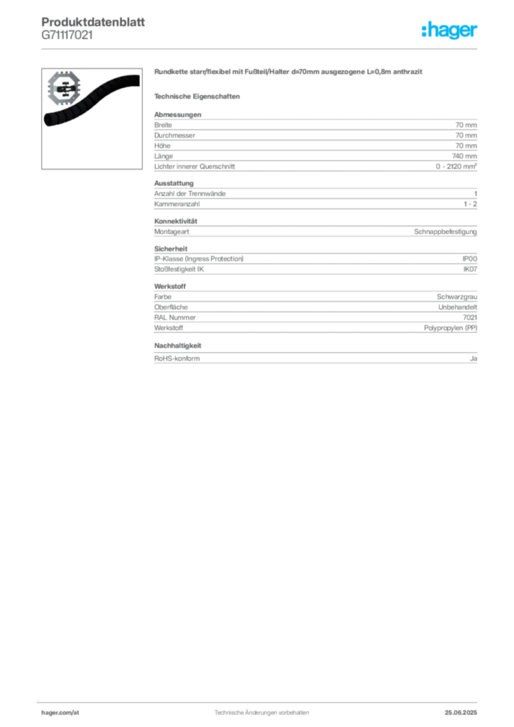Bild Hager Produktdatenblatt G71117021 | Hager Deutschland