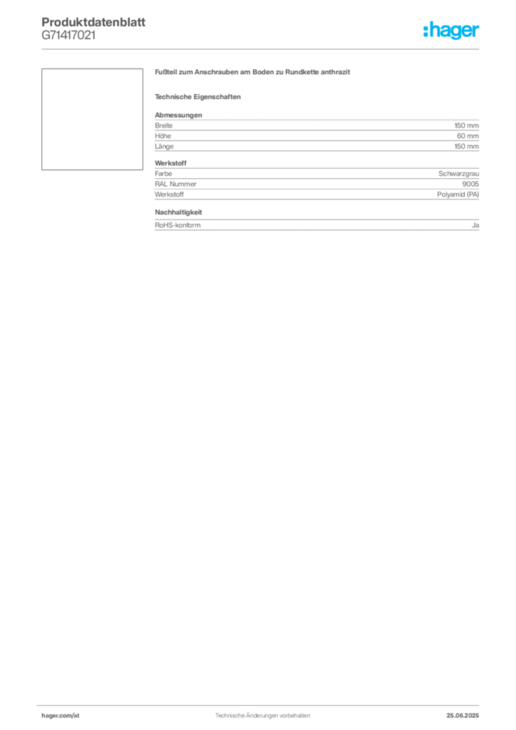 Bild Hager Produktdatenblatt G71417021 | Hager Deutschland