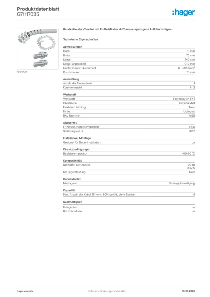 Bild Hager Produktdatenblatt G71117035 | Hager Deutschland