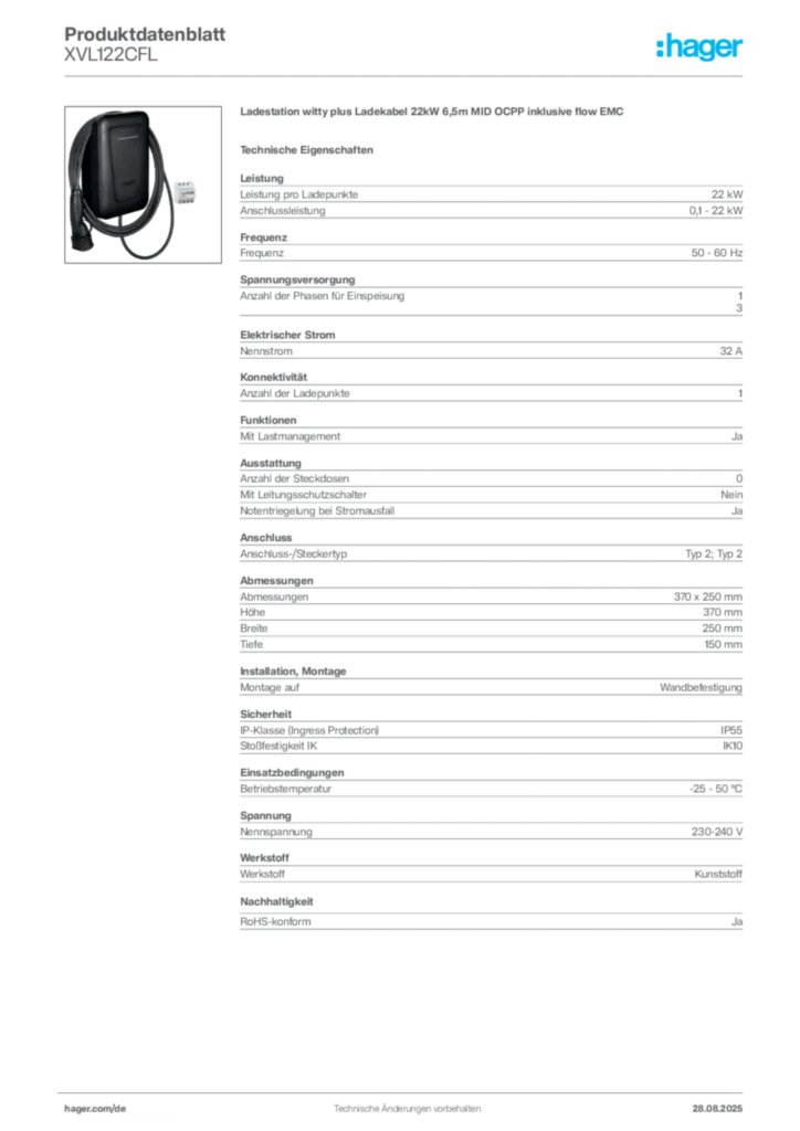 Bild Hager Produktdatenblatt XVL122CFL | Hager Deutschland