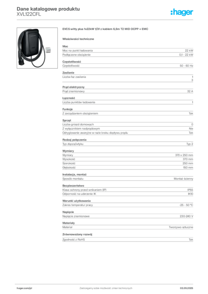 Zdjęcie Hager Dane katalogowe produktu XVL122CFL | Hager Polska