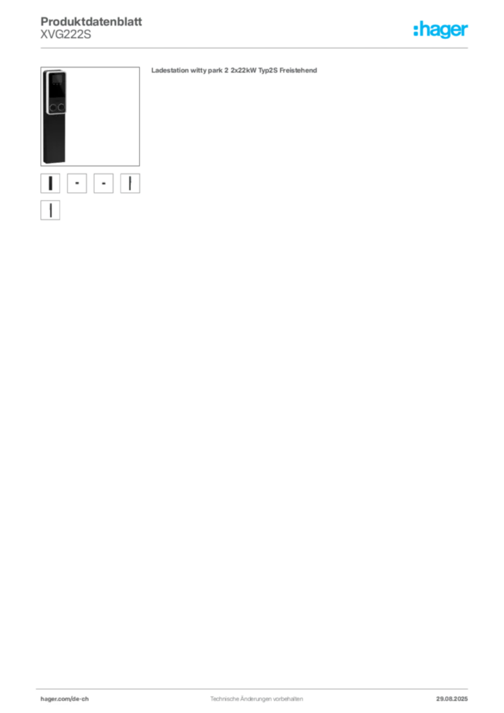 Bild Hager Produktdatenblatt XVG222S | Hager Schweiz