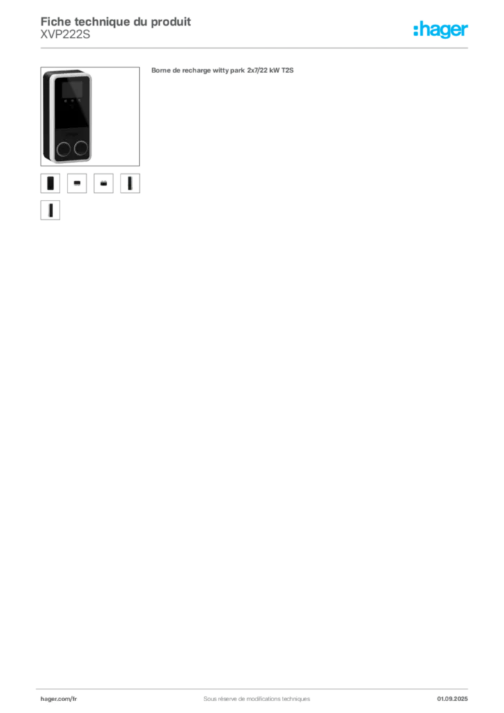 Image Hager Fiche technique du produit XVP222S | Hager France
