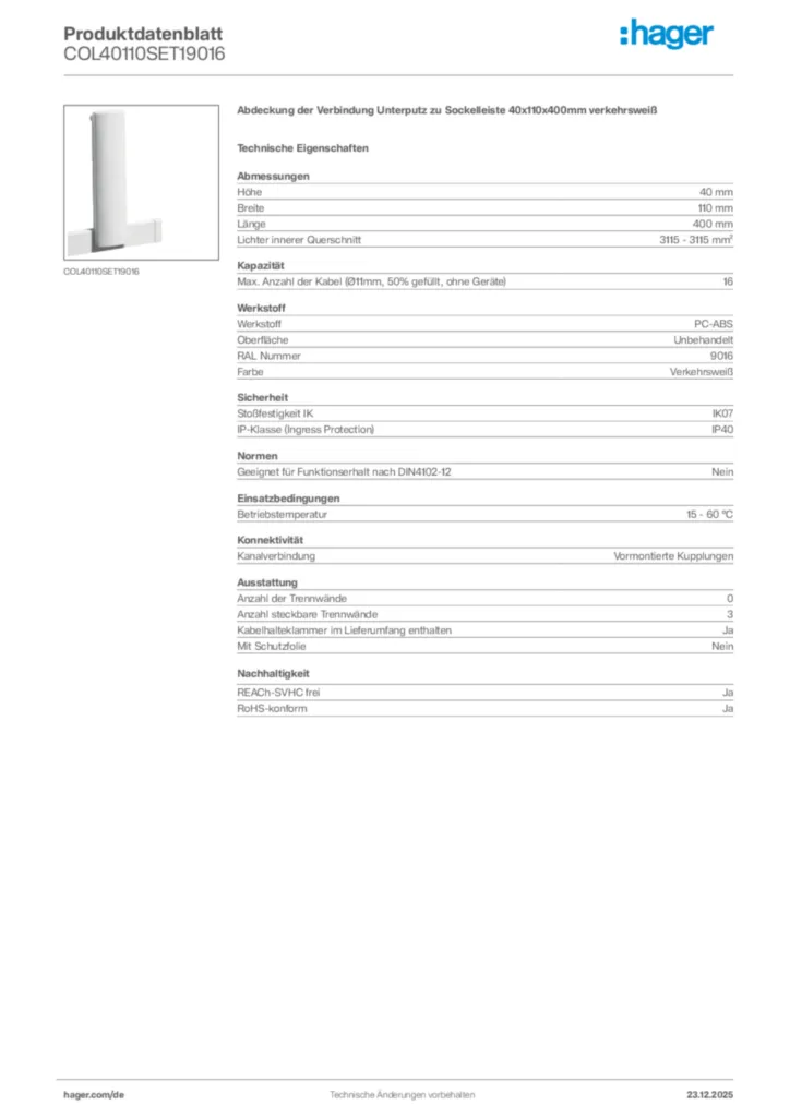 Bild Hager Produktdatenblatt COL40110SET19016 | Hager Deutschland