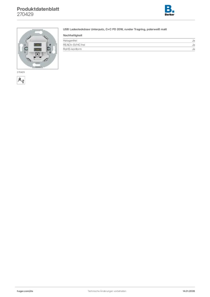 Bild Berker Produktdatenblatt 270429 | Hager Deutschland