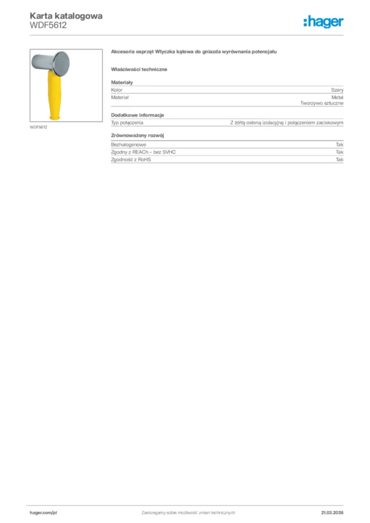 Zdjęcie Hager Karta katalogowa WDF5612 | Hager Polska
