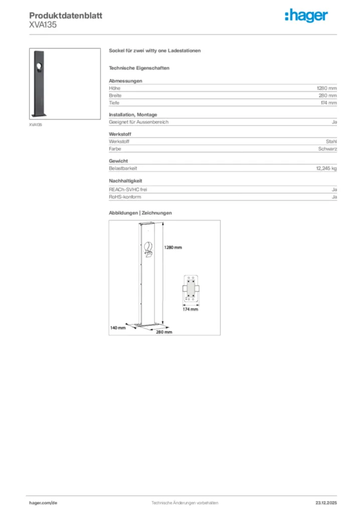 Bild Hager Produktdatenblatt XVA135 | Hager Deutschland