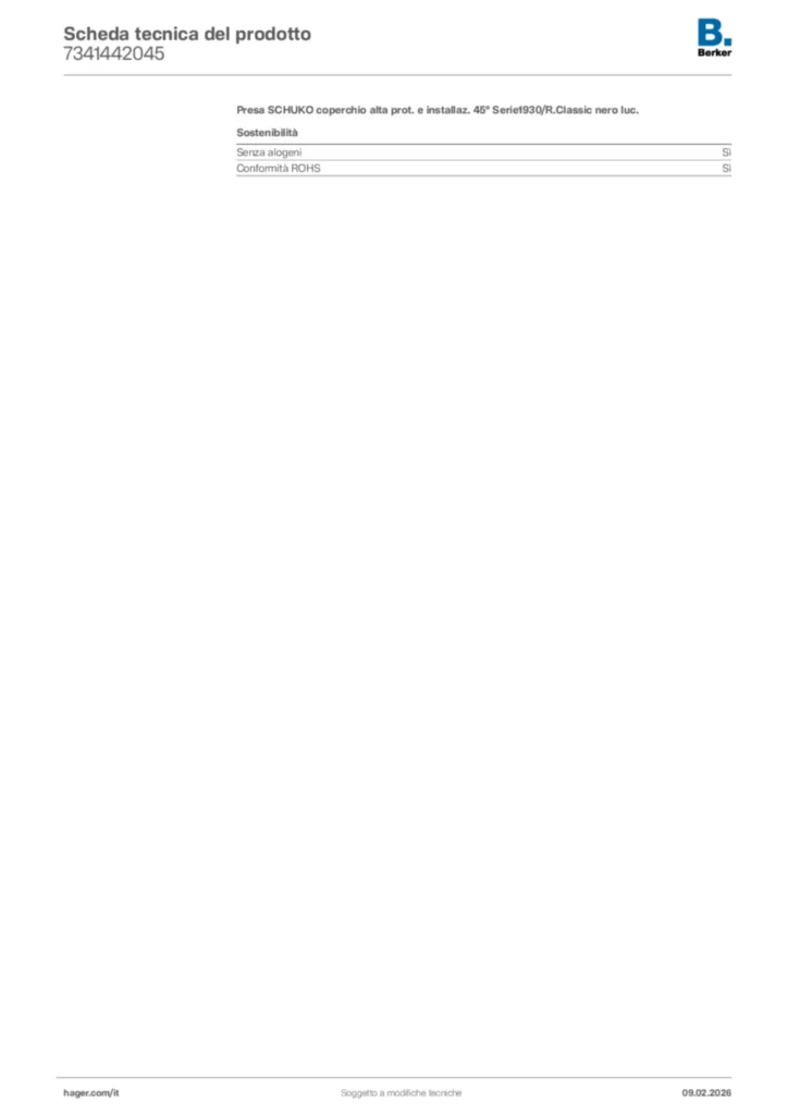 Immagine Berker Scheda tecnica del prodotto 7341442045 | Hager Italia